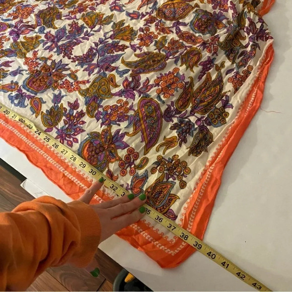 Theodora & Callum Scarf Cream Orange Magenta Purple Womens One Size Wrap Shawl - Picture 7 of 13